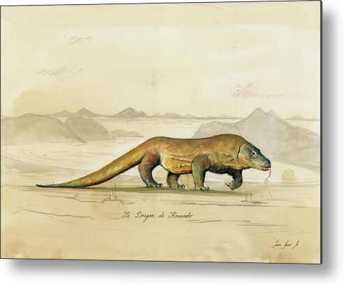 #faatoppicks Metal Print featuring the painting Komodo dragon by Juan Bosco