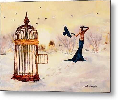Cage Metal Print featuring the painting La Cage by Nicole MARBAISE
