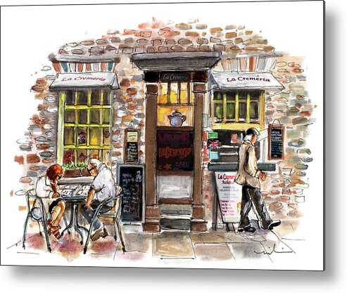 Travel Metal Print featuring the painting La Cremeria In York by Miki De Goodaboom