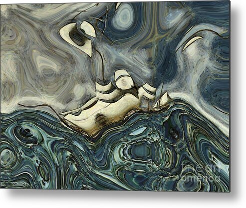 Abstract Metal Print featuring the digital art La Tempete - s01a-301b by Variance Collections