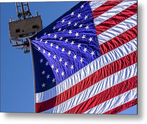 Flag Metal Print featuring the photograph Large Vibrant Hanging Flag by Phil Cardamone