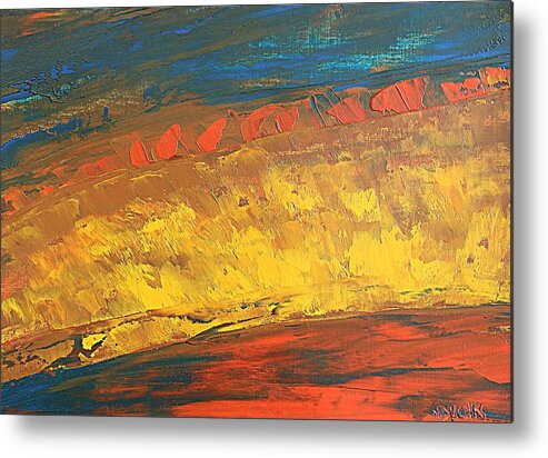 Landscape Metal Print featuring the painting Lava flow by Norma Duch