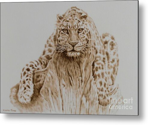 Leopard Metal Print featuring the painting Leopard by Elaine Jones