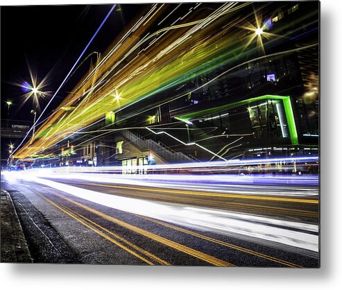Long Exposure Metal Print featuring the photograph Light Trails 1 by Nicklas Gustafsson