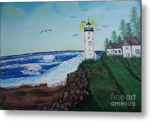 Lighthouse Metal Print featuring the painting Lighthouse by Jimmy Clark