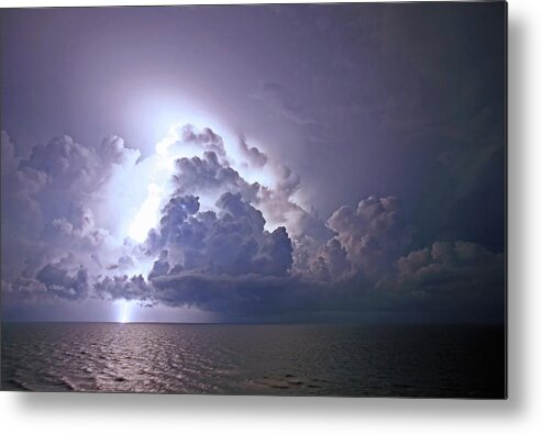 Lightning Metal Print featuring the photograph Lightning Over the Gulf by James Jones