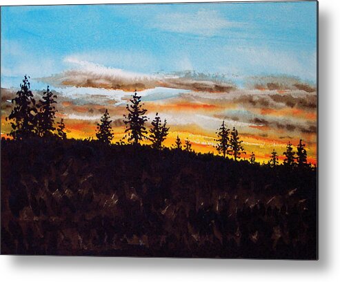 Sunset Metal Print featuring the painting Lincoln County Sunset 1 by Lynne Haines