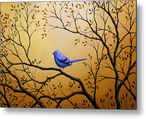 Bird Metal Print featuring the painting Lonely Night by Amy Giacomelli BIRD ART by Amy Giacomelli