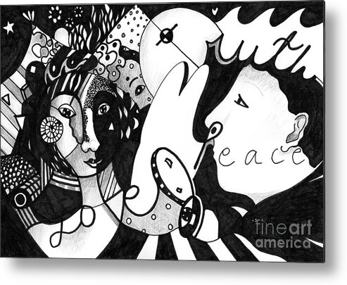 Values Metal Print featuring the drawing Love Truth Peace by Helena Tiainen