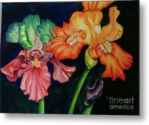 Flowers Metal Print featuring the painting Lovely Irises by Genie Morgan
