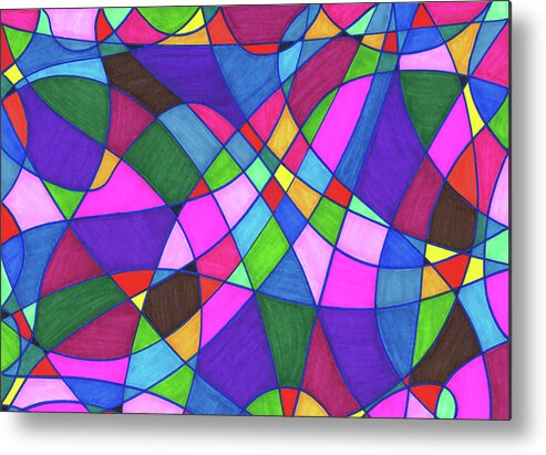 Abstract Metal Print featuring the drawing Marker Mosaic by Lara Morrison