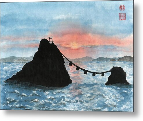 Rocks Metal Print featuring the painting Married Couple Rocks at Sunrise by Terri Harris