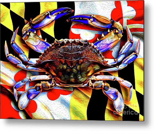 Baltimore Metal Print featuring the digital art Maryland Blue Crab by CAC Graphics