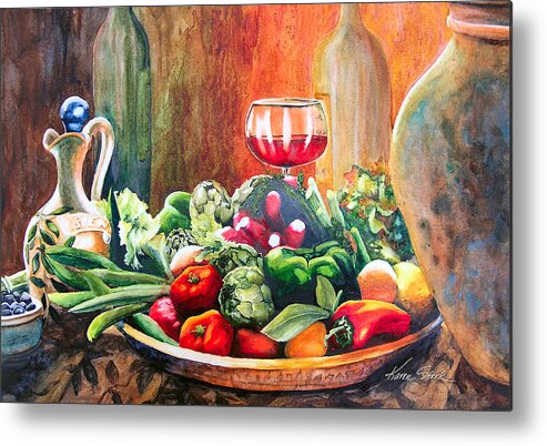 Still Life Metal Print featuring the painting Mediterranean Table by Karen Stark