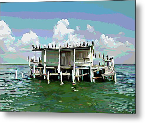 Stilt House Metal Print featuring the photograph Melting Colors No Vacancy at the Stilt House by Aimee L Maher ALM GALLERY