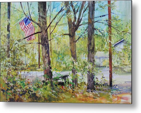 Leaves Metal Print featuring the painting Memorial Day Flag by P Anthony Visco