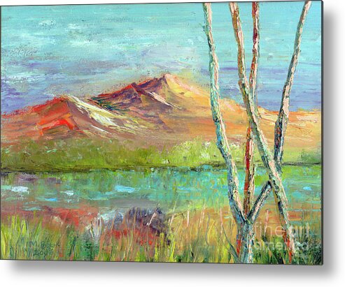 Landscape Metal Print featuring the painting Memories of Somewhere Out West by Marlene Book