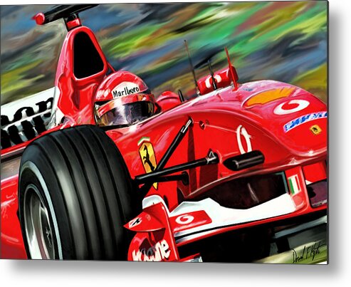 Michael Schumacher Metal Print featuring the digital art Michael Schumacher Ferrari by David Kyte