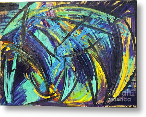 Abstract Metal Print featuring the painting Migraine Aura by Rebecca Weeks