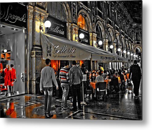 Europe Metal Print featuring the photograph Milan Shopping District at Night by Ginger Wakem