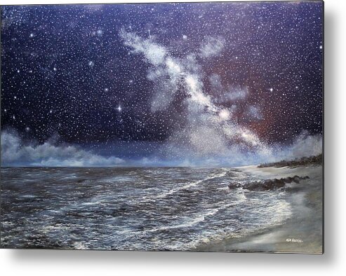 New Jersey Metal Print featuring the painting Milky Way Over The Jersey Shore by Ken Ahlering