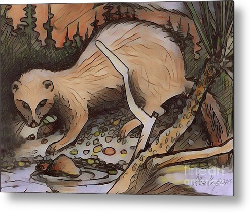 Mink Metal Print featuring the digital art Mink at the Brook by Art MacKay