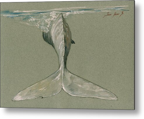 Moby Dick Metal Print featuring the painting Moby dick the White sperm whale by Juan Bosco