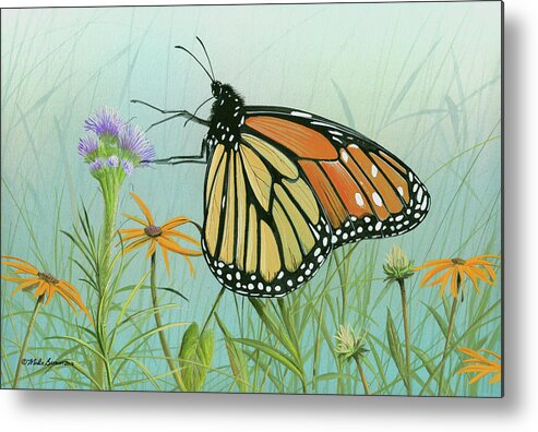 Monarch Butterfly Metal Print featuring the painting Monarch Butterfly by Mike Brown