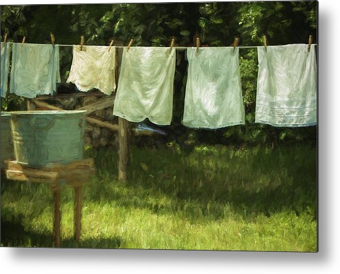 1940's Laundry Metal Print featuring the digital art Monday was Wash Day by Patrice Zinck