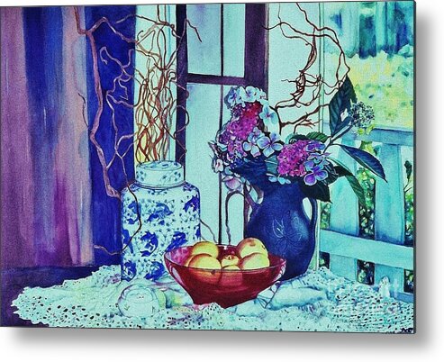 Cynthia Pride Watercolor Paintings Metal Print featuring the painting Moody Blues by Cynthia Pride