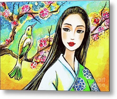 Asian Woman Metal Print featuring the painting Morning Spring by Eva Campbell