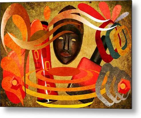  Tribal Metal Print featuring the mixed media Motifa by Gena Livings