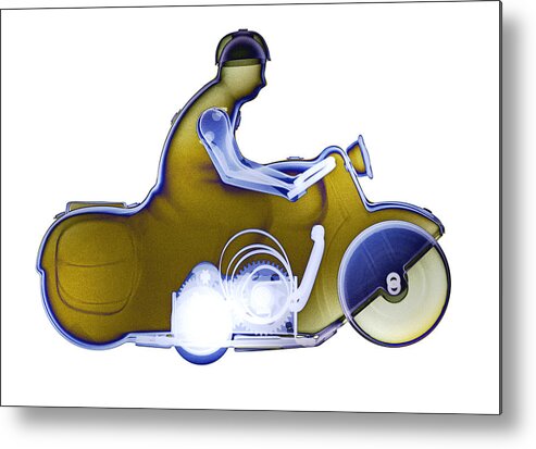 Tin Toy Motorcycle X-ray Art Photography Metal Print featuring the photograph Motorcycle X-ray No. 3 by Roy Livingston