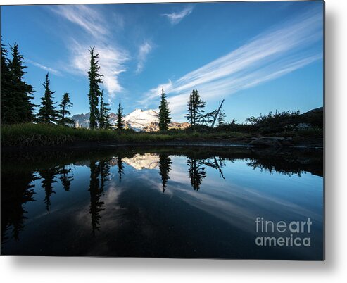 Mountains Metal Print featuring the photograph Mount Baker Cloudscape Reflection by Mike Reid