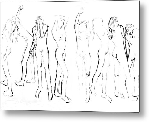 Life Drawings Metal Print featuring the drawing Movement by Joanne Claxton