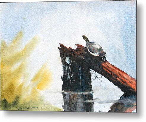 Turtle Metal Print featuring the painting Myrtle The Turtle by Bobby Walters