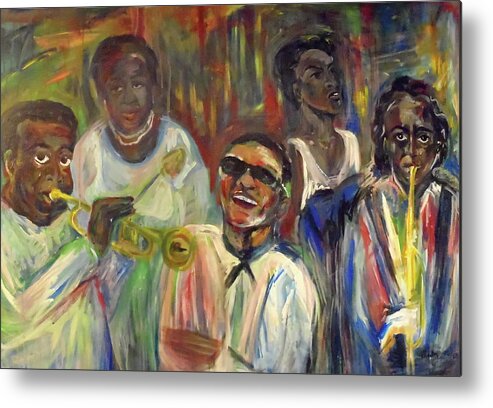 Jazz Metal Print featuring the painting Nawlins Jazz by Made by Marley