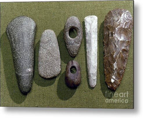 1800 B. C. Metal Print featuring the photograph Neolithic Tools by Granger