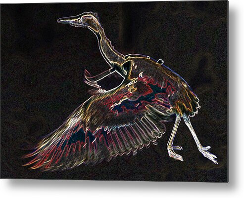 Heron Metal Print featuring the photograph Neon Heron by Terry Dadswell