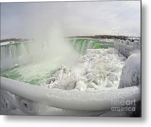 Niagara Falls Metal Print featuring the photograph Niagara Falls Winter Crystal Ice Formation by Charline Xia
