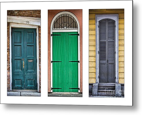 New Orleans Metal Print featuring the photograph NOLA Doors Triptych #1 by Jarrod Erbe