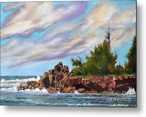 Seascapes Metal Print featuring the painting North Shore Oahu by Larry Geyrozaga