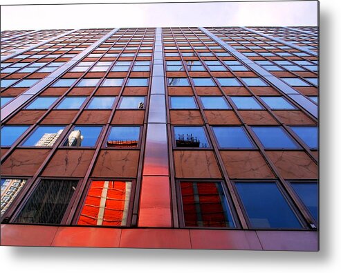 City Metal Print featuring the photograph NYC Office Building Reflection by Matt Quest