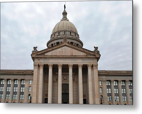City Metal Print featuring the photograph Oklahoma State Capitol - Front View by Matt Quest