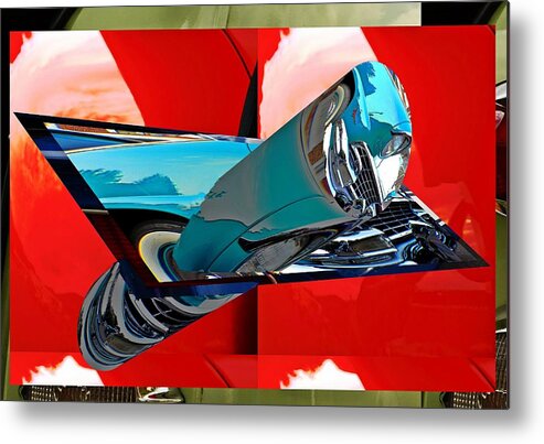 Cars Metal Print featuring the digital art Old car grille as art by Karl Rose