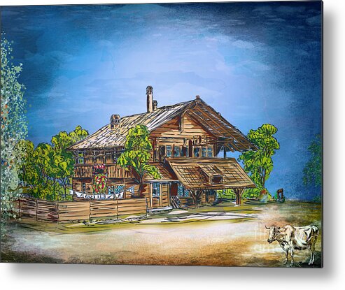 Old Metal Print featuring the painting Old Cottage by Andrzej Szczerski