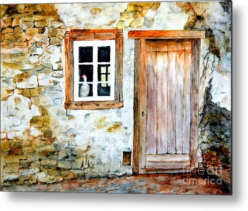 Old Farm House Metal Print featuring the painting Old Farm House by Sher Nasser