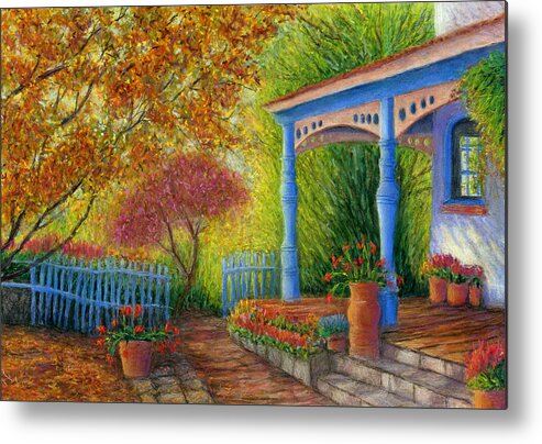 Landscape Metal Print featuring the painting Old Santa Fe House by June Hunt