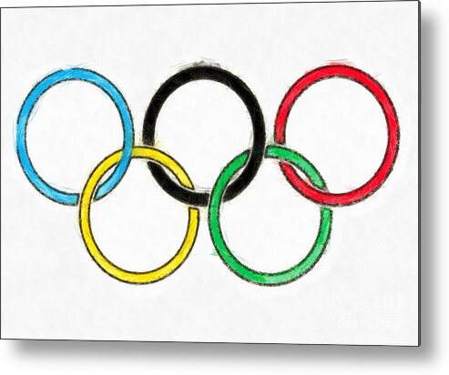 Olympics Metal Print featuring the digital art Olympic Rings Pencil by Edward Fielding