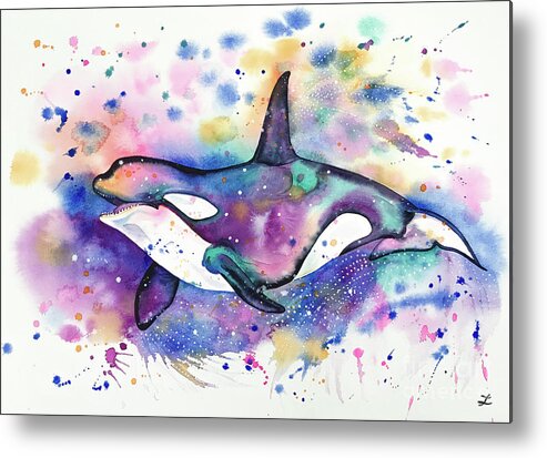 Killer Whale Metal Print featuring the painting Orca by Zaira Dzhaubaeva